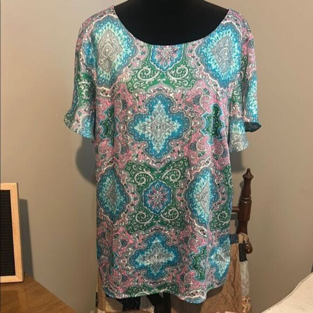 NWT Talbots Multicolor Paisley Top Large   C